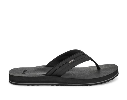 Sanuk Mens Ziggy Water-Friendly Black Flip Flops | IQXTRH309